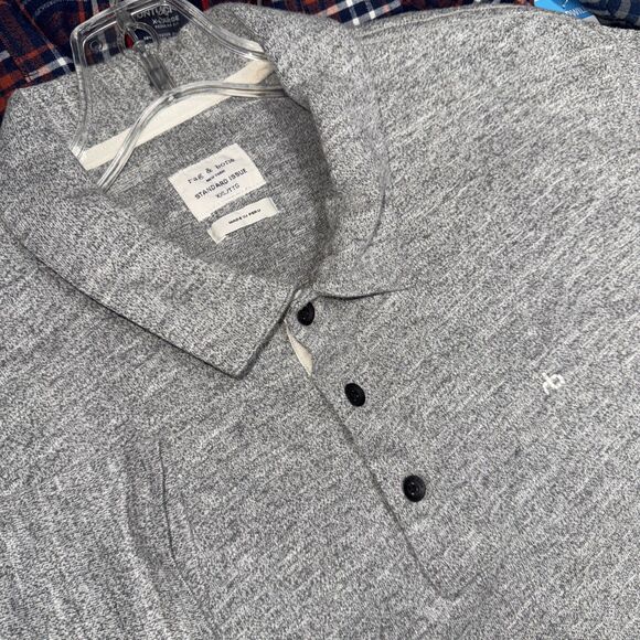 rag & bone Other - Rag & Bone New York Polo Shirt Men’s 2XL Heather Gray Cotton Short Sleeve